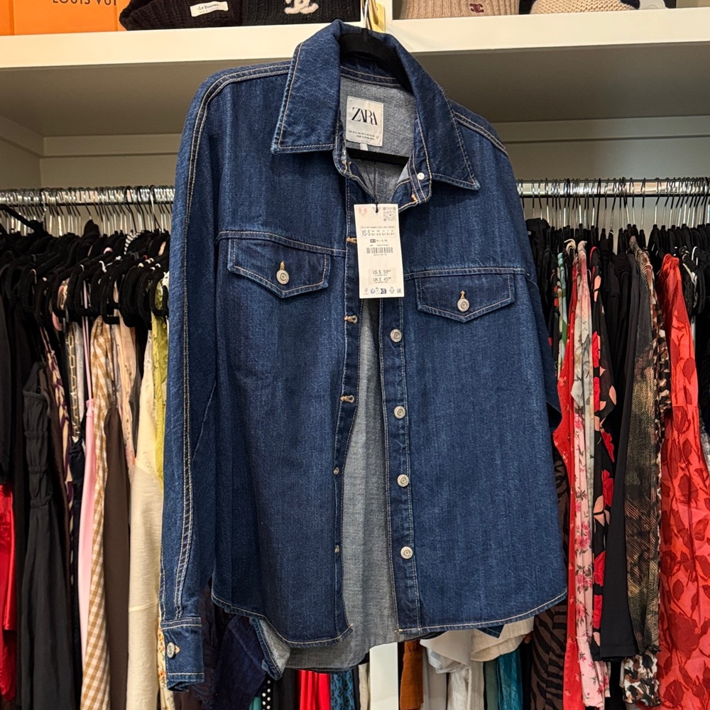 Zara Indigo Denim Shirt with Pockets